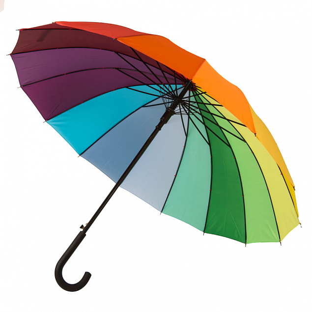 Зонт-трость  "Радуга", пластиковая ручка, полуавтомат с логотипом в Москве заказать по выгодной цене в кибермаркете AvroraStore