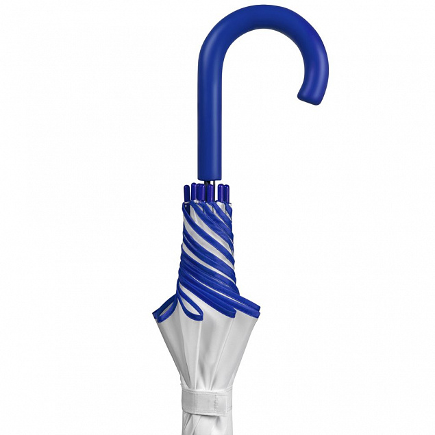Зонт-трость Unit White, белый с синим с логотипом в Москве заказать по выгодной цене в кибермаркете AvroraStore