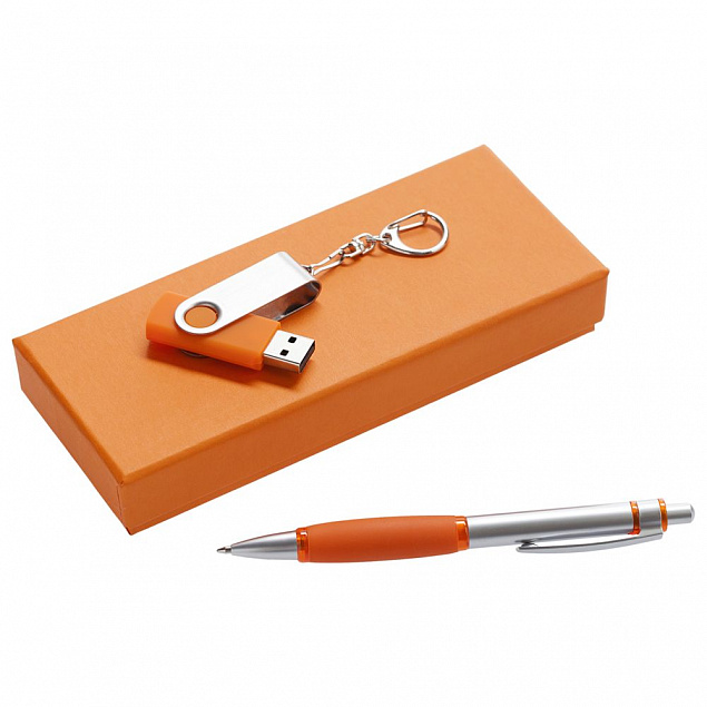 Набор Notes: ручка и флешка 8 Гб, оранжевый с логотипом в Москве заказать по выгодной цене в кибермаркете AvroraStore