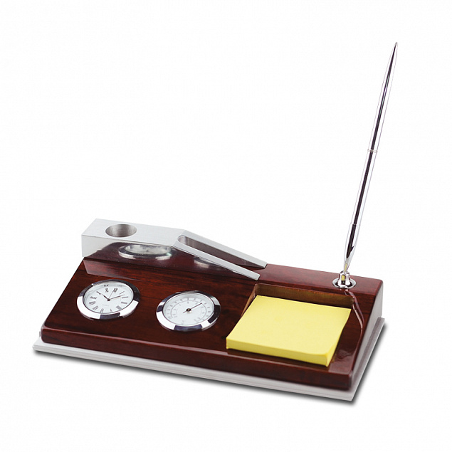 Набор настольный.Часы-термометр  с ручкой, бумагой для записей и подставкой для визиток с логотипом в Москве заказать по выгодной цене в кибермаркете AvroraStore