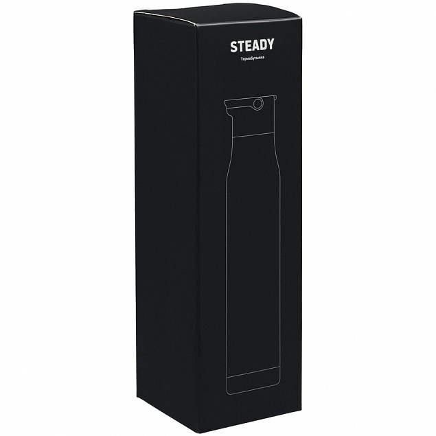 Термобутылка Steady, черная с логотипом в Москве заказать по выгодной цене в кибермаркете AvroraStore