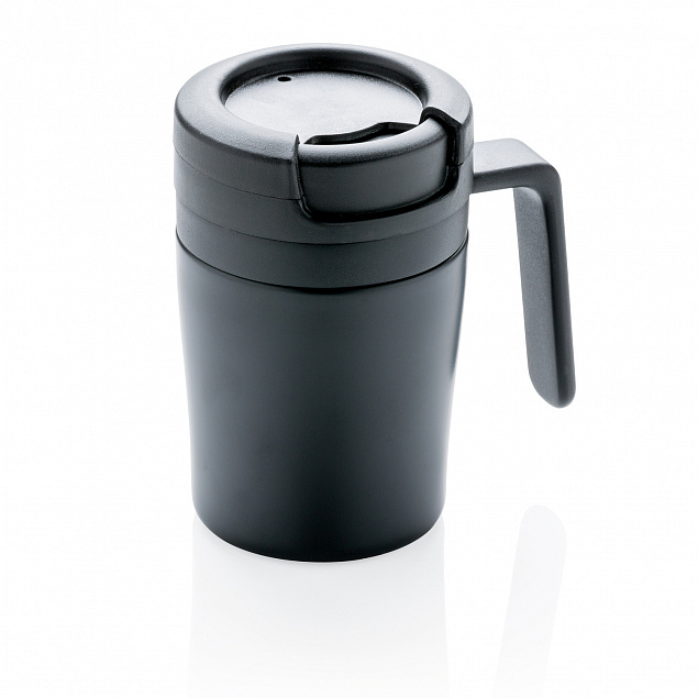 Термокружка с ручкой Coffee-to-go, черный с логотипом  заказать по выгодной цене в кибермаркете AvroraStore