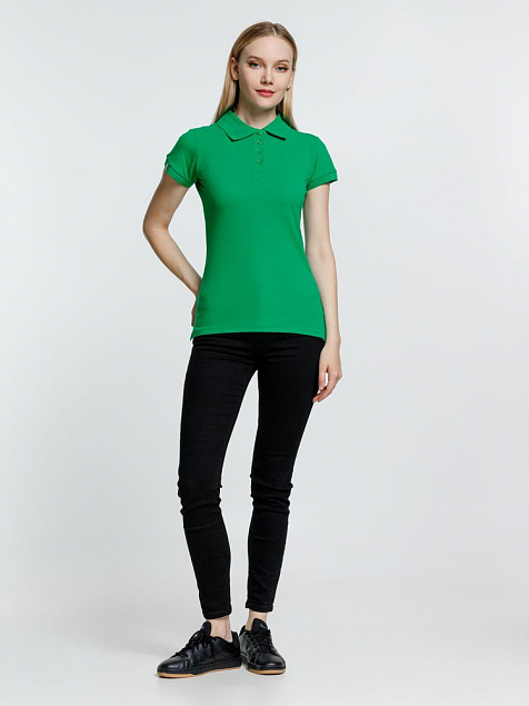 Рубашка поло женская Virma Premium Lady, зеленая с логотипом в Москве заказать по выгодной цене в кибермаркете AvroraStore