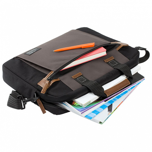 Сумка для ноутбука Sideways Laptop Bag, черная с серым с логотипом в Москве заказать по выгодной цене в кибермаркете AvroraStore