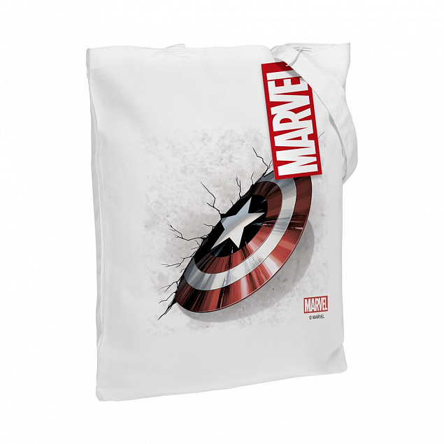 Холщовая сумка «Щит Капитана Америки», белая с логотипом в Москве заказать по выгодной цене в кибермаркете AvroraStore