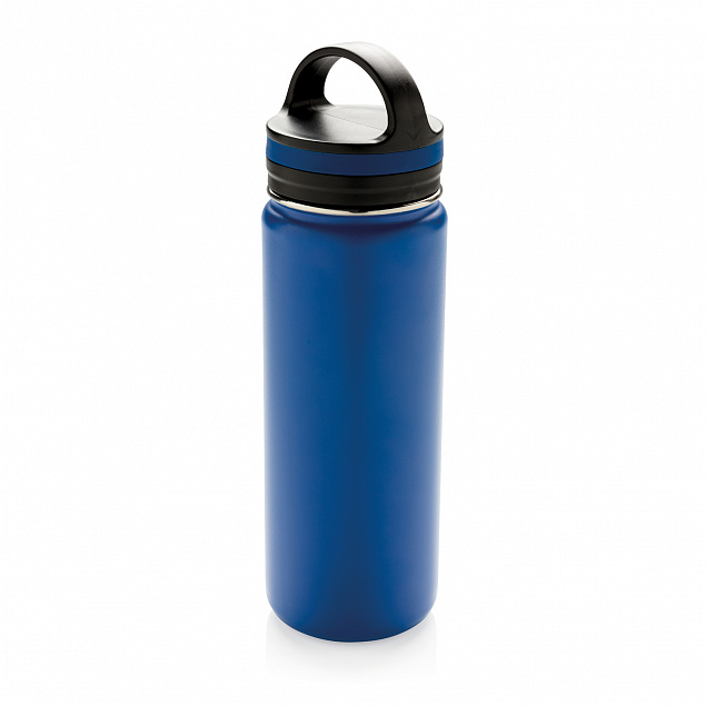 Герметичная вакуумная бутылка с широким горлышком, синяя с логотипом в Москве заказать по выгодной цене в кибермаркете AvroraStore