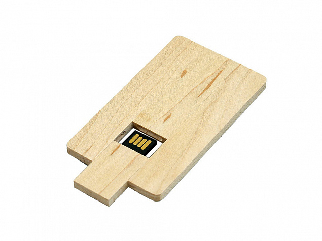 USB 2.0- флешка на 8 Гб в виде деревянной карточки с выдвижным механизмом с логотипом в Москве заказать по выгодной цене в кибермаркете AvroraStore