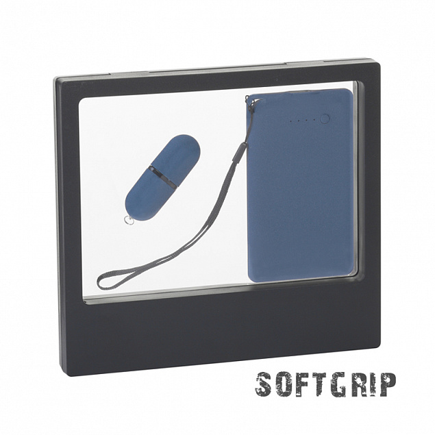 Подарочный набор "Камень" с покрытием soft grip на 3 предмета, синий с логотипом в Москве заказать по выгодной цене в кибермаркете AvroraStore