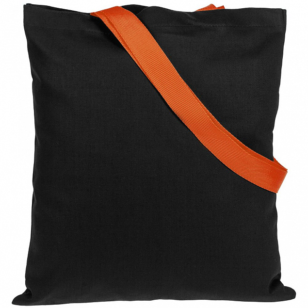 Холщовая сумка BrighTone, черная с оранжевыми ручками с логотипом в Москве заказать по выгодной цене в кибермаркете AvroraStore