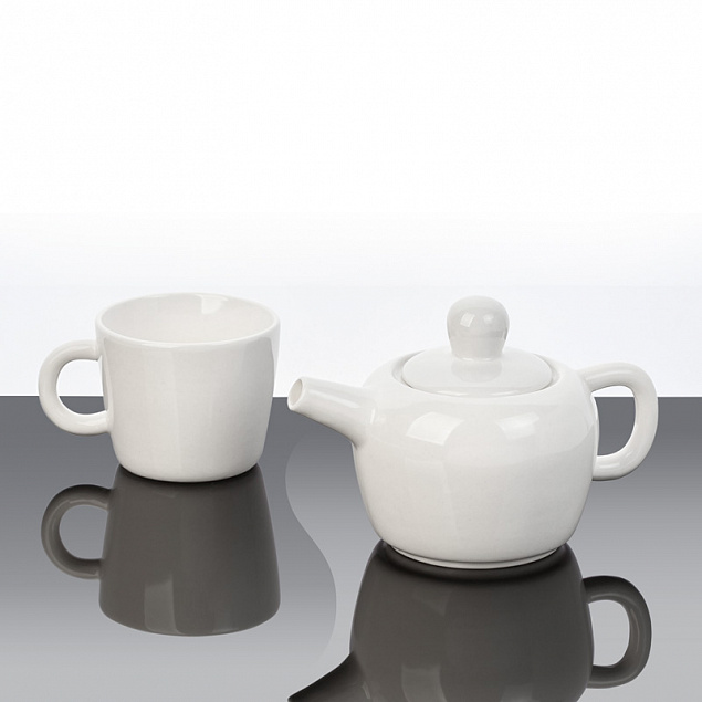 Набор чайный "Вавилон": чайник с чашкой, белый с логотипом в Москве заказать по выгодной цене в кибермаркете AvroraStore