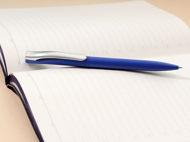 Ручка шариковая Pin Soft Touch, синяя с логотипом в Москве заказать по выгодной цене в кибермаркете AvroraStore