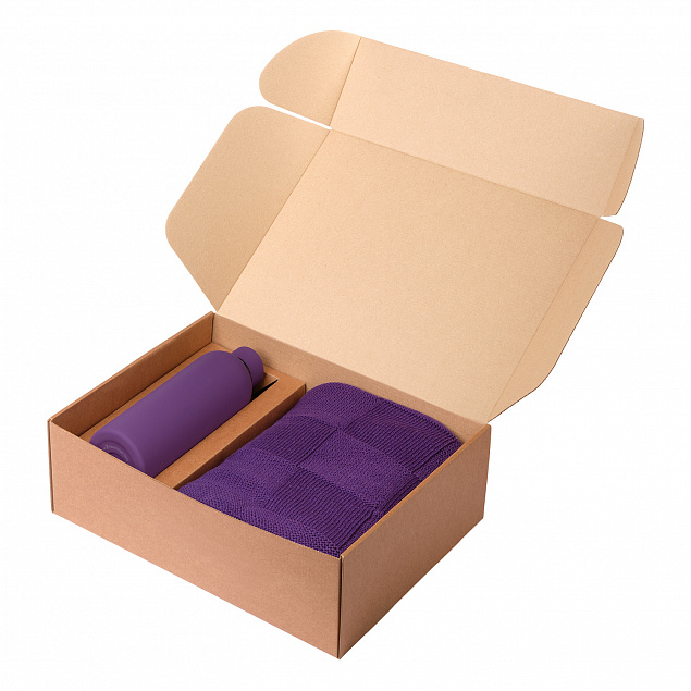 Подарочный набор Prima, Cella, фиолетовый (плед, термобутылка) с логотипом  заказать по выгодной цене в кибермаркете AvroraStore