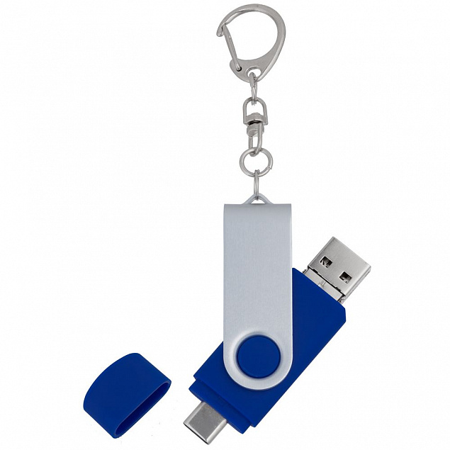 Флешка Trio Twist, синяя, 32 Гб с логотипом  заказать по выгодной цене в кибермаркете AvroraStore