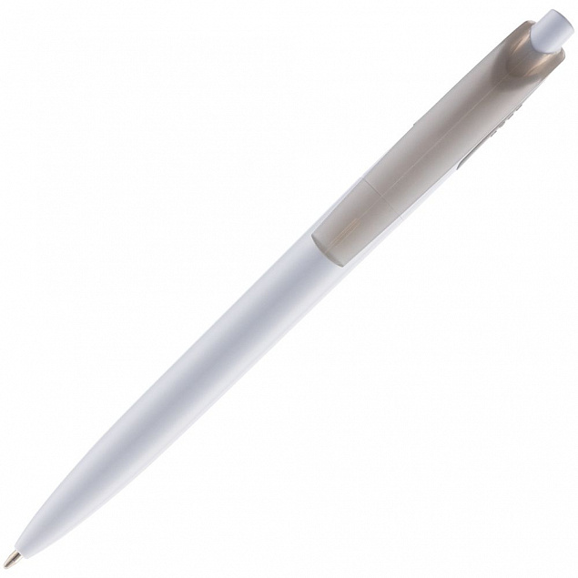 Ручка шариковая Bento, белая с серым с логотипом в Москве заказать по выгодной цене в кибермаркете AvroraStore