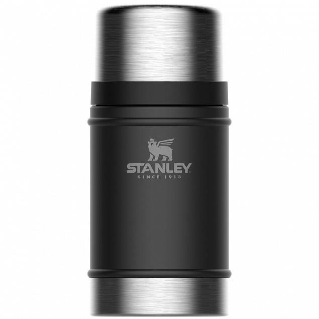 Термос для еды Stanley Classic 700, черный с логотипом  заказать по выгодной цене в кибермаркете AvroraStore