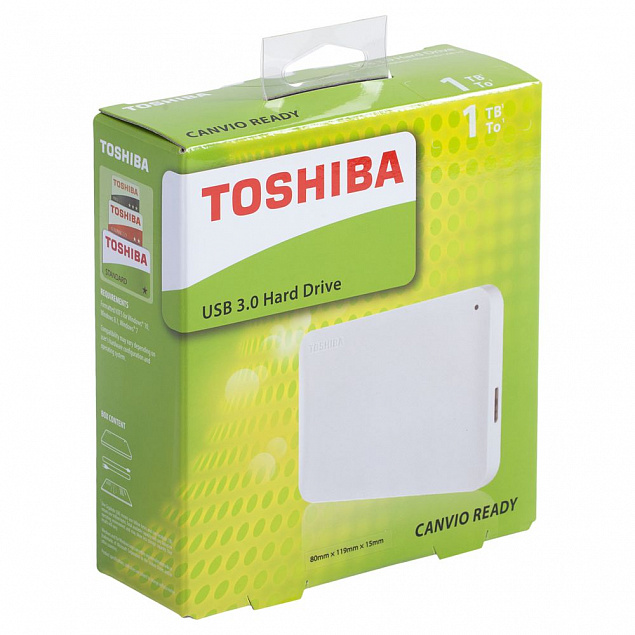Внешний диск Toshiba Ready, USB 3.0, 1Тб, белый с логотипом в Москве заказать по выгодной цене в кибермаркете AvroraStore