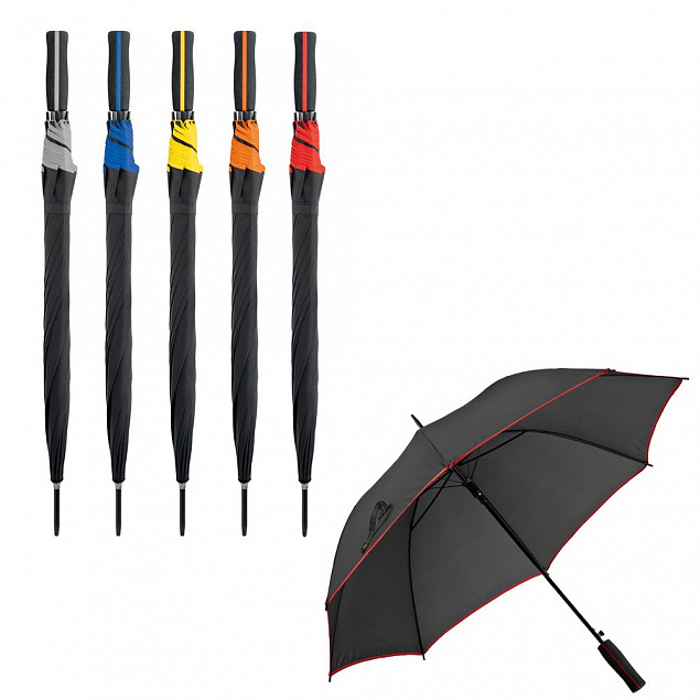 Зонт-трость Jenna, черный с оранжевым с логотипом в Москве заказать по выгодной цене в кибермаркете AvroraStore