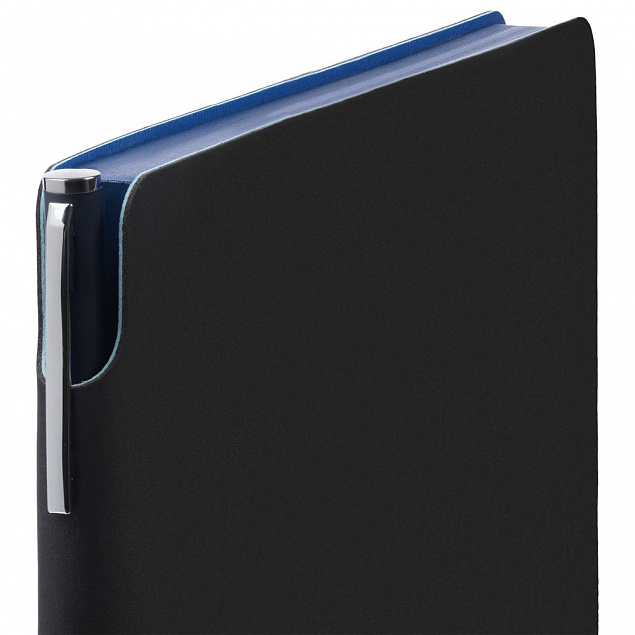 Ежедневник Flexpen Black, недатированный, черный с синим с логотипом  заказать по выгодной цене в кибермаркете AvroraStore