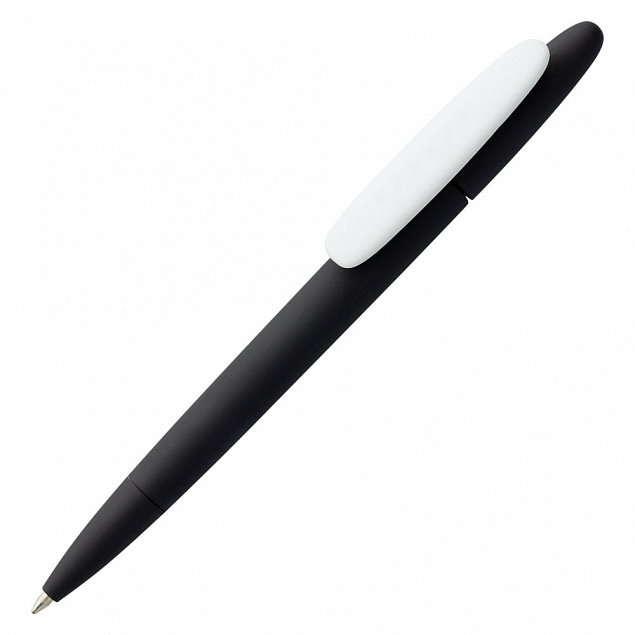 Ручка шариковая Prodir DS5 TRR-P Soft Touch, черная с белым с логотипом в Москве заказать по выгодной цене в кибермаркете AvroraStore