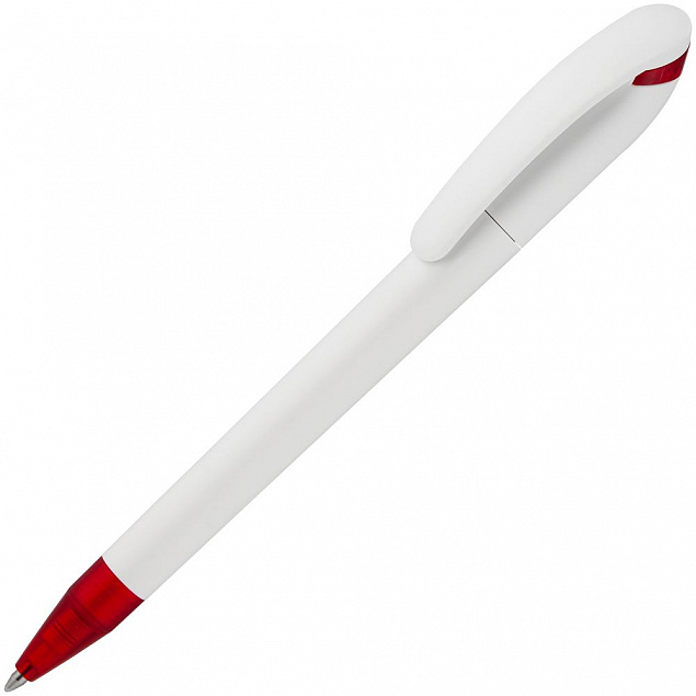 Ручка шариковая Beo Sport, белая с красным с логотипом в Москве заказать по выгодной цене в кибермаркете AvroraStore