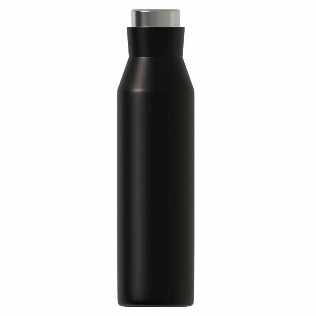 Термобутылка герметичная вакуумная Siluet, черная с логотипом в Москве заказать по выгодной цене в кибермаркете AvroraStore