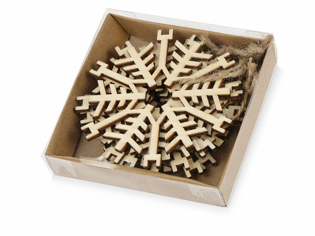Набор деревянных снежинок с логотипом в Москве заказать по выгодной цене в кибермаркете AvroraStore