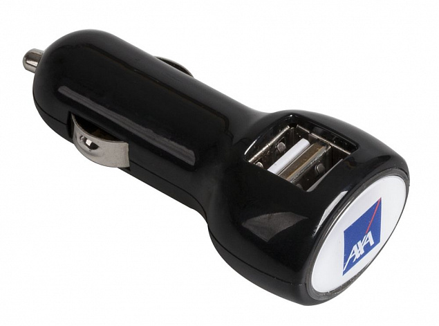 Автомобильное зарядное устройство с подсветкой Logocharger, черное с логотипом в Москве заказать по выгодной цене в кибермаркете AvroraStore