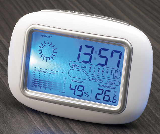 Метеостанция и часы CALOR, белый с логотипом в Москве заказать по выгодной цене в кибермаркете AvroraStore