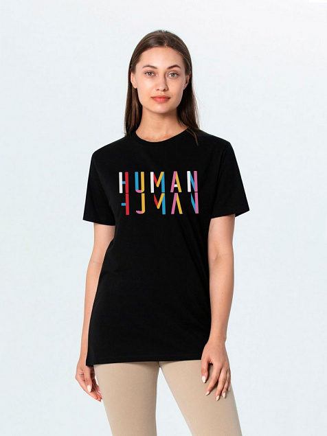 Футболка Human, черная с логотипом в Москве заказать по выгодной цене в кибермаркете AvroraStore