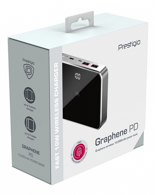 Графеновый аккумулятор Graphene PD, 10000 мАч, черный с логотипом в Москве заказать по выгодной цене в кибермаркете AvroraStore
