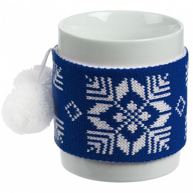 Кружка с манжетой «Снежинки», синяя с логотипом в Москве заказать по выгодной цене в кибермаркете AvroraStore