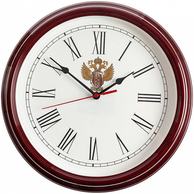 Часы настенные Flat Circle, бордовые с логотипом в Москве заказать по выгодной цене в кибермаркете AvroraStore