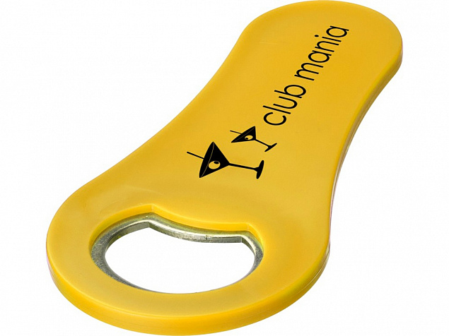 Магнитная открывалка для бутылок Rally, желтый с логотипом в Москве заказать по выгодной цене в кибермаркете AvroraStore