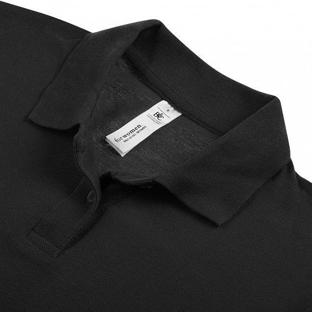 Рубашка поло женская ID.001 черная с логотипом в Москве заказать по выгодной цене в кибермаркете AvroraStore