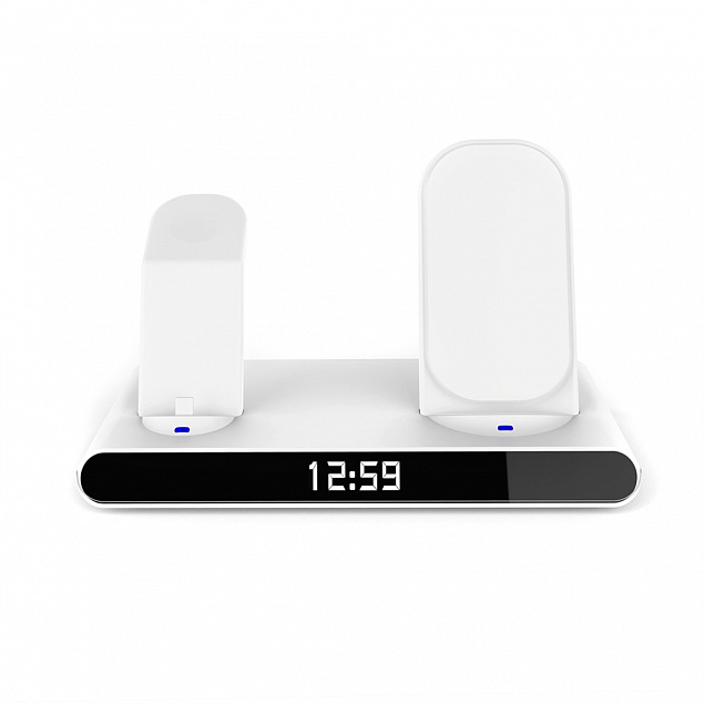 Часы электронные Abbatt мультифункциональные с беспроводной зарядкой, белый с логотипом в Москве заказать по выгодной цене в кибермаркете AvroraStore
