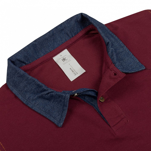 Рубашка поло мужская DNM Forward бордовый/синий джинс с логотипом в Москве заказать по выгодной цене в кибермаркете AvroraStore