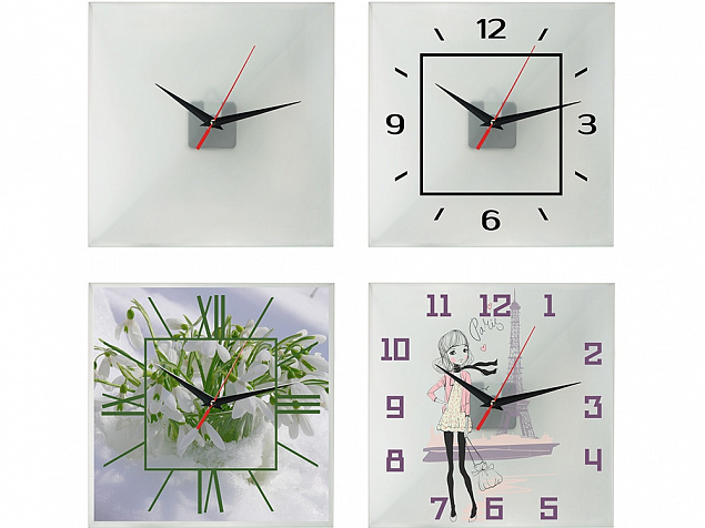 Часы настенные квадратные из стекла 28х28 см Nile с логотипом в Москве заказать по выгодной цене в кибермаркете AvroraStore