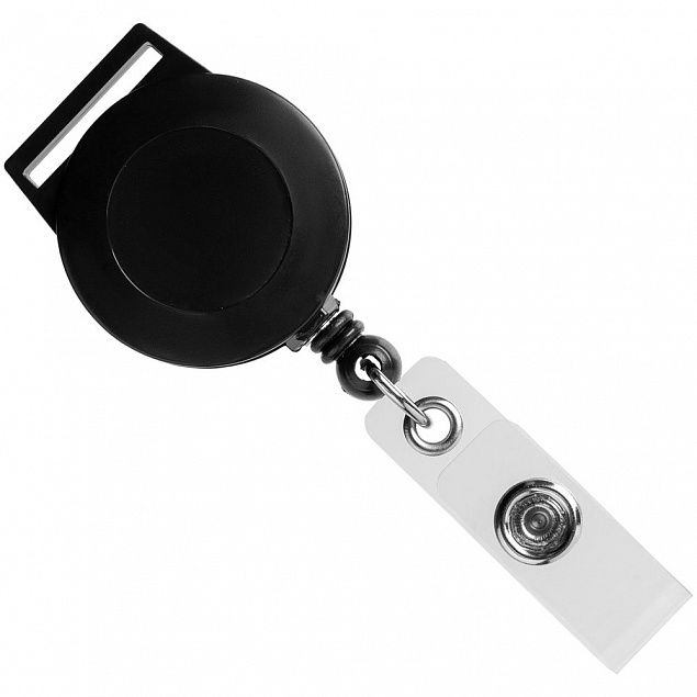 Ретрактор Attach с ушком для ленты, черный с логотипом в Москве заказать по выгодной цене в кибермаркете AvroraStore