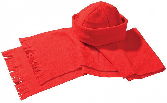 Комплект Unit Fleecy: шарф и шапка, красный с логотипом в Москве заказать по выгодной цене в кибермаркете AvroraStore