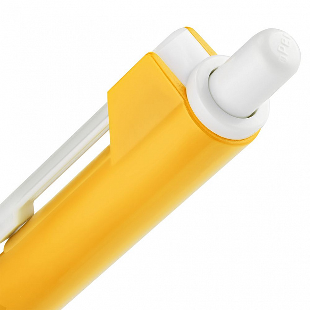 Ручка шариковая Hint Special, белая с желтым с логотипом в Москве заказать по выгодной цене в кибермаркете AvroraStore