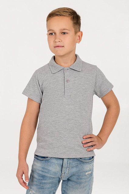 Рубашка поло детская Virma Kids, серый меланж с логотипом в Москве заказать по выгодной цене в кибермаркете AvroraStore