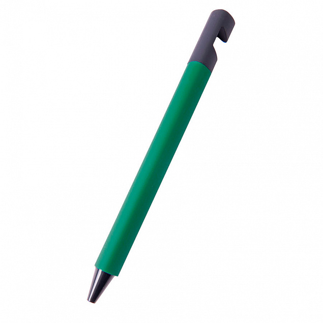 N5 soft,  ручка шариковая, зеленый/черный, пластик,soft-touch, подставка для смартфона с логотипом в Москве заказать по выгодной цене в кибермаркете AvroraStore