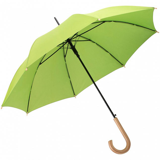 Зонт-трость OkoBrella, зеленое яблоко с логотипом  заказать по выгодной цене в кибермаркете AvroraStore