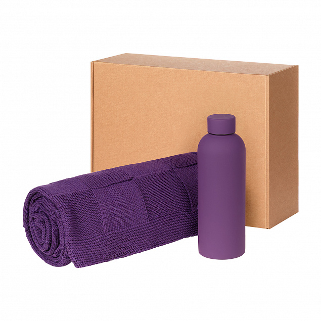 Подарочный набор Prima, Cella, фиолетовый (плед, термобутылка) с логотипом  заказать по выгодной цене в кибермаркете AvroraStore