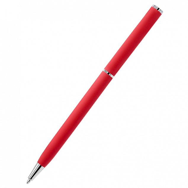Ручка металлическая Tinny Soft софт-тач, светло-красная с логотипом в Москве заказать по выгодной цене в кибермаркете AvroraStore