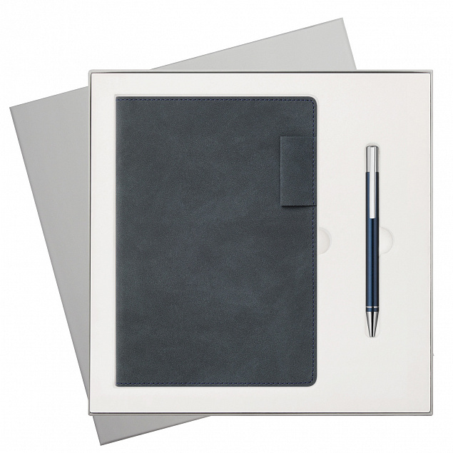 Подарочный набор Teolo, синий (ежедневник, ручка) с логотипом  заказать по выгодной цене в кибермаркете AvroraStore
