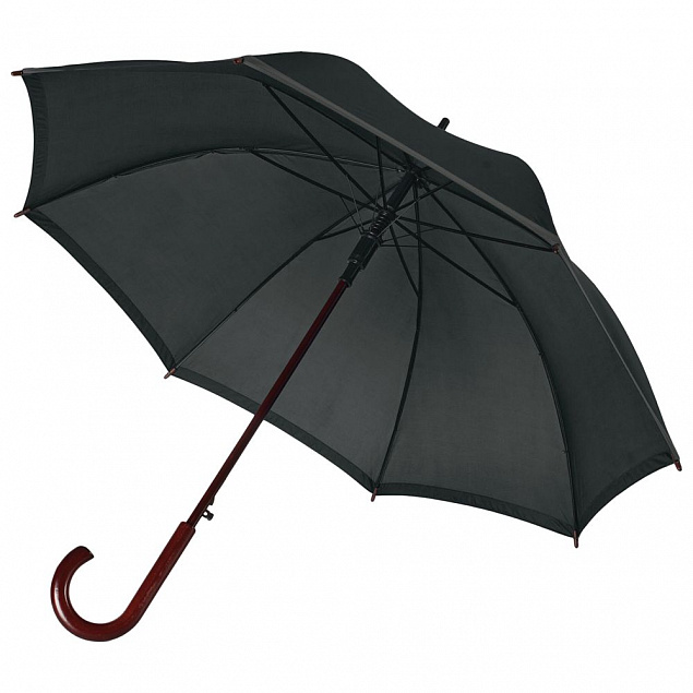 Зонт-трость светоотражающий Reflect, черный с логотипом в Москве заказать по выгодной цене в кибермаркете AvroraStore