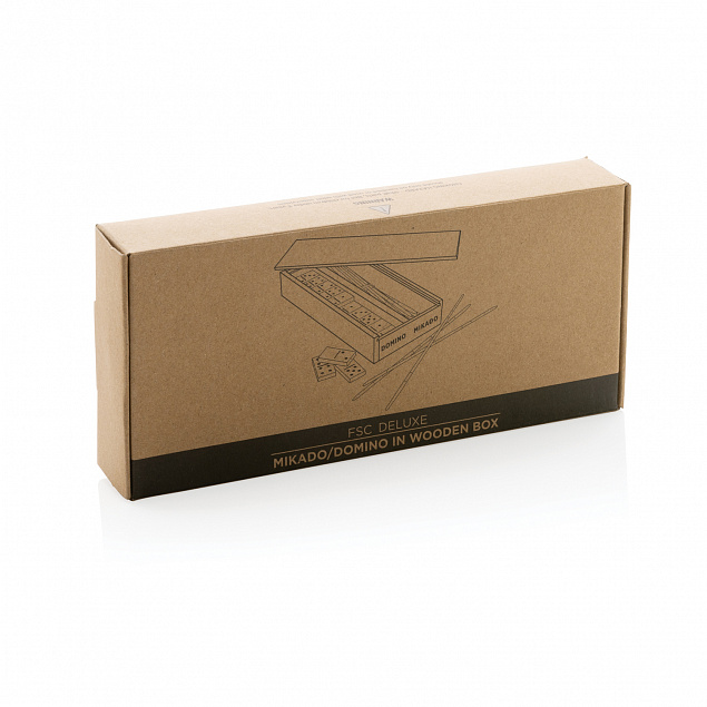 Набор настольных игр Микадо/Домино в деревянной коробке FSC® с логотипом в Москве заказать по выгодной цене в кибермаркете AvroraStore