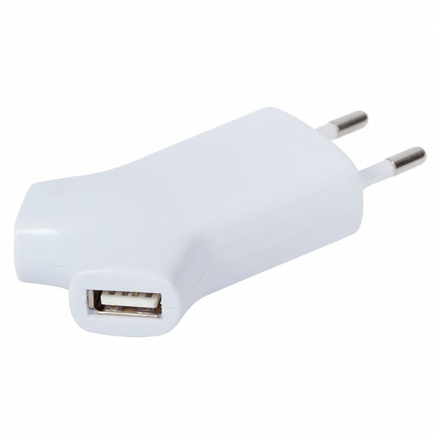 Сетевое зарядное устройство Uniscend Double USB, белое с логотипом в Москве заказать по выгодной цене в кибермаркете AvroraStore