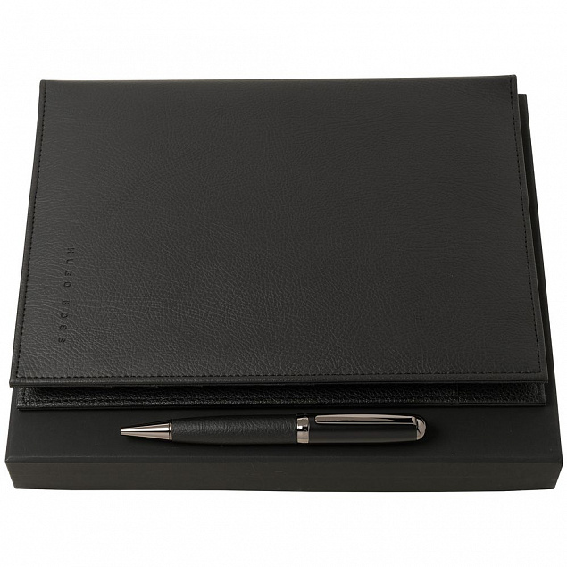 Набор Hugo Boss: папка с аккумулятором 8000 мАч и ручка, черный с логотипом в Москве заказать по выгодной цене в кибермаркете AvroraStore